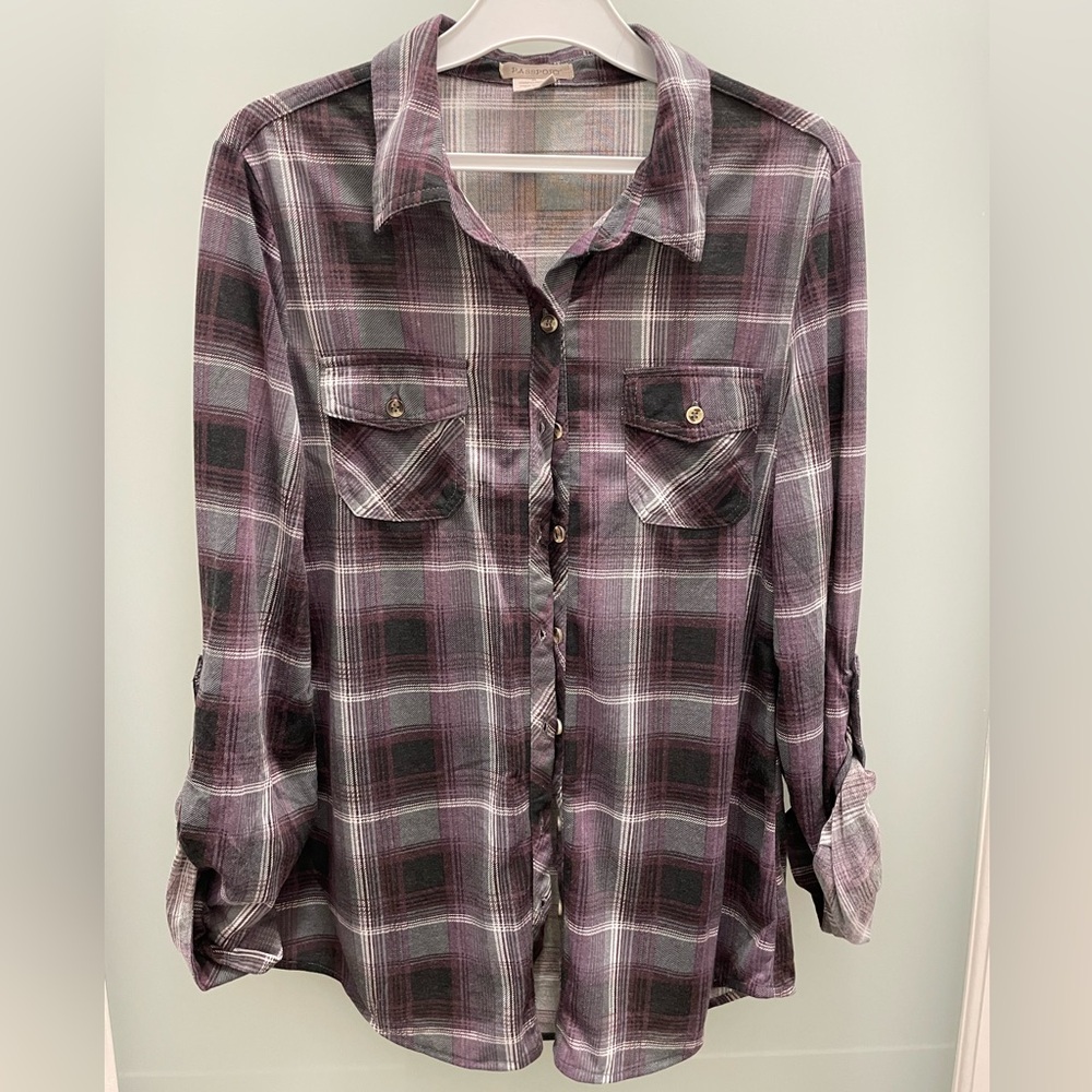 Passport Purple and Gray Medium Plaid Shirt